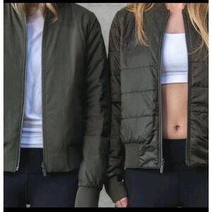 LULULEMON Sz 6 Small Dark Olive Green Reversible Goose Down & Around Jacket C11